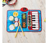 Global Gizmos 50770 2-in-1 Musical Children’s Play Mat / Features Keyboard & Drum Set / Change Instrument Sounds / Built-In Demo / Creative Toy For Kids