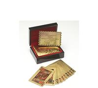 Global Gizmos 51320 Gold Plated Playing Card Set / 24 Carat/Authentication Certificate and Deluxe Wooden Box/Family Game Night