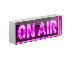 Global Gizmos 51519 On Air Neon Sign/Acrylic Box Light/Energy Efficient Pink LEDs/Battery Powered/Mirrored Finish/Ideal for Home, Bars & Pubs