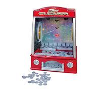 Global Gizmos Arcade Coin Pusher Game Machine Novelty, Fairground Kids, Family 50130, Red