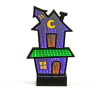 Global Gizmos Haunted House Infinity Light/Double-Sided Halloween Mirror Light/Vibrant Colours/USB Operated Halloween Decoration / 28 x 17cm