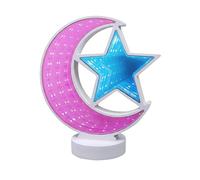 Global Gizmos LED Moon & Star Infinity Mirror Light - Ideal Christmas Decor, Color-Changing White, Pink & Blue LED Night Lamp for Kids, Teens & Home Décor