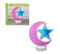 Global Gizmos Moon & Star Infinity Mirror Light, White, Pink & Blue