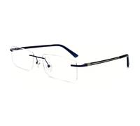 Global Glasses Men women rimless eyeglasses metal lightweight clear lens optical frames glasses (BLUE)