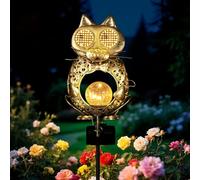 Global Golden Solar Light Outdoor Garden-Weatherproof Cat Solar garden Light with Auto On/Off, 2 Mode LED Lights, Dynamic Eye Lighting for Patio, Yard, Pathway Decoration-Birthday Gifts for Women, Mum