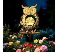GLOBAL GOLDEN Solar Light Outdoor Garden - Weatherproof Owl Solar Light with Auto On/Off, 2 Mode LED Lights, Dynamic Eye Lighting for Patio, Yard, Pathway Decoration