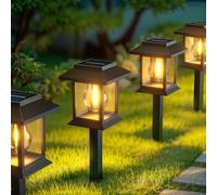 GLOBAL GOLDEN Solar Lights Outdoor Garden, 4 Pack Stake Waterproof Solar Garden Lights Pathway Lighting Outdoor for Patio Pathway Lawn Yard Decoration