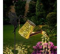 GLOBAL GOLDEN Solar Watering Can Light, LED Solar String Lights Waterproof Dual Mode Water Can Lights for Garden Patio Yard Pathway Lantern Plant Decoration (Snowflakes)