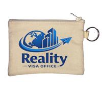 Global Growth and Travel Services Emblem Key Chain Coin Purse Beige