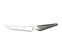 Global GS-10 Cheese Knife 10cm Serrated Blade with Holes, Small Japanese Knife for Cutting Cheese with Prong Tip, Ultra Sharp Stainless Steel