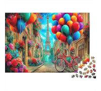 Global Icons 1000Pc Recycled Paper Jigsaw Puzzles | for Adults Eiffel Tower with Balloons Sustainable & Giftable 52x38cm/1000pcs