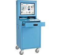 Global Industrial Mobile Security LCD Computer Cabinet Enclosure, Blue, 24-1/2"W x 22-1/2"D x 62-3/4"H