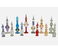 Global Ion Lot of 12 Mix Mouth Blown Egyptian Perfume Bottles Pyrex Glass