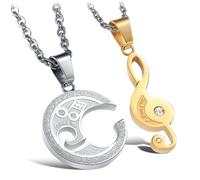 Global Jewelry Amazing Titanium Couple “The Love from Stradivarius” Pendant Necklace Set We Love Each Other Love Valentine, Packed with a Gift Box