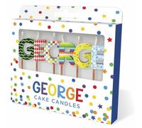 Global Journey Gifts Birthday Cake Celebration Personalised Name Candle Set (George)