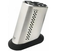 Global Knife Block for Up to 10 Global Knives and Knife Sharpener, Japanese Universal Kitchen Knife Holder Without Knives, Stainless Steel Knife Block, Silicone Non Slip Base Knife Storage, G-835/BD