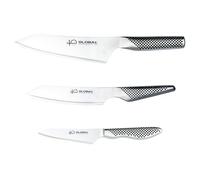 Global Knives 3 Piece Knife Set, 40th Anniversary Limited Edition Kitchen Knives Set, 2X Oriental Chefs Knives & Kiritsuke Knife, Premium Japanese Stainless Steel Blades, Made in Japan