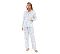 GLOBAL Ladies Pyjamas Set 100% Cotton Womens PJs Drawstring Sleepwear for Women Roses and Deers, M