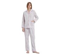 Global Ladies Pyjamas Set 100% Cotton Womens PJs Drawstring Sleepwear for Women White Pink, Pink Flower XL