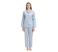 GLOBAL Ladies Pyjamas Set 100% Cotton Womens PJs Long Drawstring Sleepwear for Women,Blue，Kitten,XL