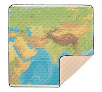 Global Land - Sea Distribution Chart Cute Foldable Baby Gym & Activity Mat for Floor Portable Baby Crawling Mat for Baby Toddler Infant, 50'' x 50''
