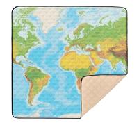Global Land - Sea Distribution Chart Large Non-Slip Baby Gym & Activity Mat for Indoor Outdoor 1-Piecing Baby Crawling Mat for Babies Infants Toddlers, 50'' x 50''