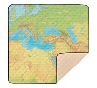 Global Land - Sea Distribution Chart Large Stylish Baby Playmat for Indoor Outdoor 1-Piecing Baby Crawling Mat for Babies Infants Toddlers, 50'' x 50''