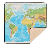 Global Land - Sea Distribution Chart Soft Foam Baby Gym & Activity Mat for Indoor Outdoor Washable Infant Play Activity Mat for Baby Toddler Infant, 50'' x 50''
