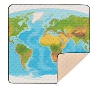 Global Land - Sea Distribution Chart Soft Thick Baby Activity Play Mat for Floor Water Resistant Padded Baby Mat for Babies Infants Toddlers, 50'' x 50''