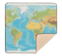 Global Land - Sea Distribution Chart Soft Thick Baby Play Mat for Floor Portable Padded Play Mat for Babies Infants Toddlers, 50'' x 50''