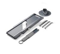 Global Mandolin Slicer Small 6.4cm Made in Japan: Japanese Mandoline Vegetable Slicer with Adjustable Thickness, Finger Guard & 3 Stainless Steel Interchangeable Blades for Julienne Fruit & Veg GSL-64