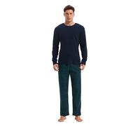 GLOBAL Mens Pyjama Set 100% Cotton Flannel PJs Long-Sleeve Pullover Top and Elastic and Drawstring Bottoms Green Plaid 3XL