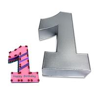 Global Outlet Ltd 0-9 Number Individual Cake tins 10x8x2.5 for Baking and Birthday, Wedding Anniversary & Parties, Metallic Cake molds (1)