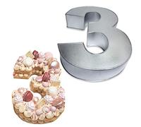 Global Outlet Ltd 0-9 Number Individual Cake tins for Baking and Birthday, Wedding Anniversary & Parties, Metallic Cake molds (3)