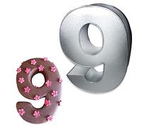 Global Outlet Ltd 0-9 Number Large Individual Cake tins for Baking, Birthday, Wedding Anniversary & Parties, Metallic Cake molds (9)