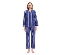 GLOBAL Pyjamas for Women Flannel Cotton Sleepwear long Ladies Pyjamas Sets Button Down Loungewear M