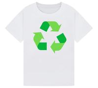 Global Recycling T Shirt - Vintage Green Recycle Symbol Graphic Tee, Earth Day Environmental Awareness Shirt for Boys, Girls & Kids' Wear White 12-13Y