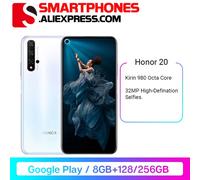 Global Rom Honor 20 Cell phone Kirin 980 Octa Core 8GB RAM 256GB RAM 3750mAh Super Charge 6.26 inch Support Google Play WHITE