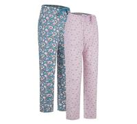 GLOBAL Sleepwear Women's Flannel Pyjama Pants, Long 100% Cotton Flannel Pj Bottoms Green Pink Flowers Pink Flowers XL
