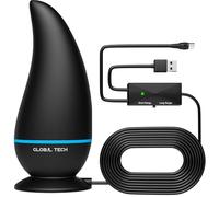 GLOBAL TECH Indoor TV Aerial, Digital TV Ariels Indoor 350+ Miles Long Range Reception with Signal Booster, Amplified Digital TV Antenna Freeview TV Aerial Supports 4K 1080P HD with 18Ft Long Cable
