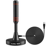 GLOBAL TECH Indoor TV Aerial - High Gain Portable Indoor/Outdoor Digital TV Aerial Freeview HD TV Antenna with Magnetic Base & 9.8ft Coax Cable for All TVs