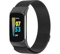 GLOBAL TECH Metal Strap Compatible with Fitbit Charge 6/Fitbit Charge 5 Strap for Men Women - Magnetic Clasp Stainless Steel mesh Loop Adjustable Metal Band Replacement for Charge 6/Charge 5 (Black)