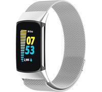 GLOBAL TECH Metal Strap Compatible with Fitbit Charge 6/Fitbit Charge 5 Strap for Men Women - Magnetic Clasp Stainless Steel mesh Loop Adjustable Metal Band Replacement for Charge 6/Charge 5 (Silver)