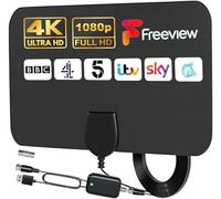 GLOBAL TECH TV Aerial - Digital TV Aerial UK Freeview 250+ Miles Long Range - Amplified HD TV Antenna TV Ariels with Signal Booster - Support 4K 1080P Local TV Channels with 13 ft Coax Cable