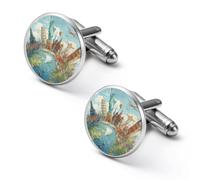 Global Travel Men's Cufflinks Shirt 1 Pair | Tuxedo Tie Cuff Links for Wedding Business