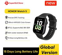 Global Version HONOR Watch 5 Smartwatch 1.85'' AMOLED Color Screen 64MB RAM+4GB ROM 480mAh Battery Support Bluetooth 5ATM&IP68 Global Version Black