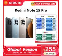 Global Version Mobile Phones Xiaomi Redmi Note 15 Pro MTK Helio G200-Ultra 6.77"AMOLED display 200MP ultimate-clarity camera 12GB 512GB Black