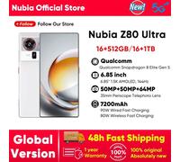 Global Version nubia Z80 Ultra 1.5K 144Hz Display Snapdragon 8 Elite Gen 5 90W Fast Charge 7200mA Original Authentic Smartphon 16GB 1TB Black