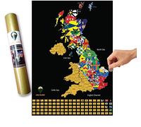 Global Walkabout Scratch Off UK Map with Flags background - Deluxe Travel Size UK Map Poster - Countries and Facts - Travel Gift (Black)