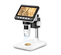 GlobalCrown Digital Microscope for Kids/Adults,50-1000X Magnification Microscopes with 8 Adjustable LED Light, 4.3 Inch Screen Compound Microscope Soldering Magnifier,Windows/Mac Compatible